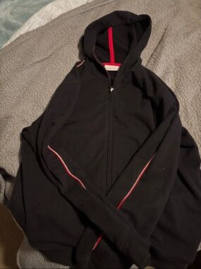 Liz Claiborne Black Zip Hoodie with Red Piping